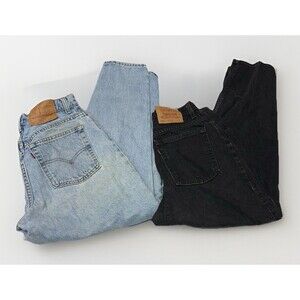 LOT of 2 Vintage Levi's 551 Jeans Size 12 Short Relaxed Fit Tapered Blue & Black
